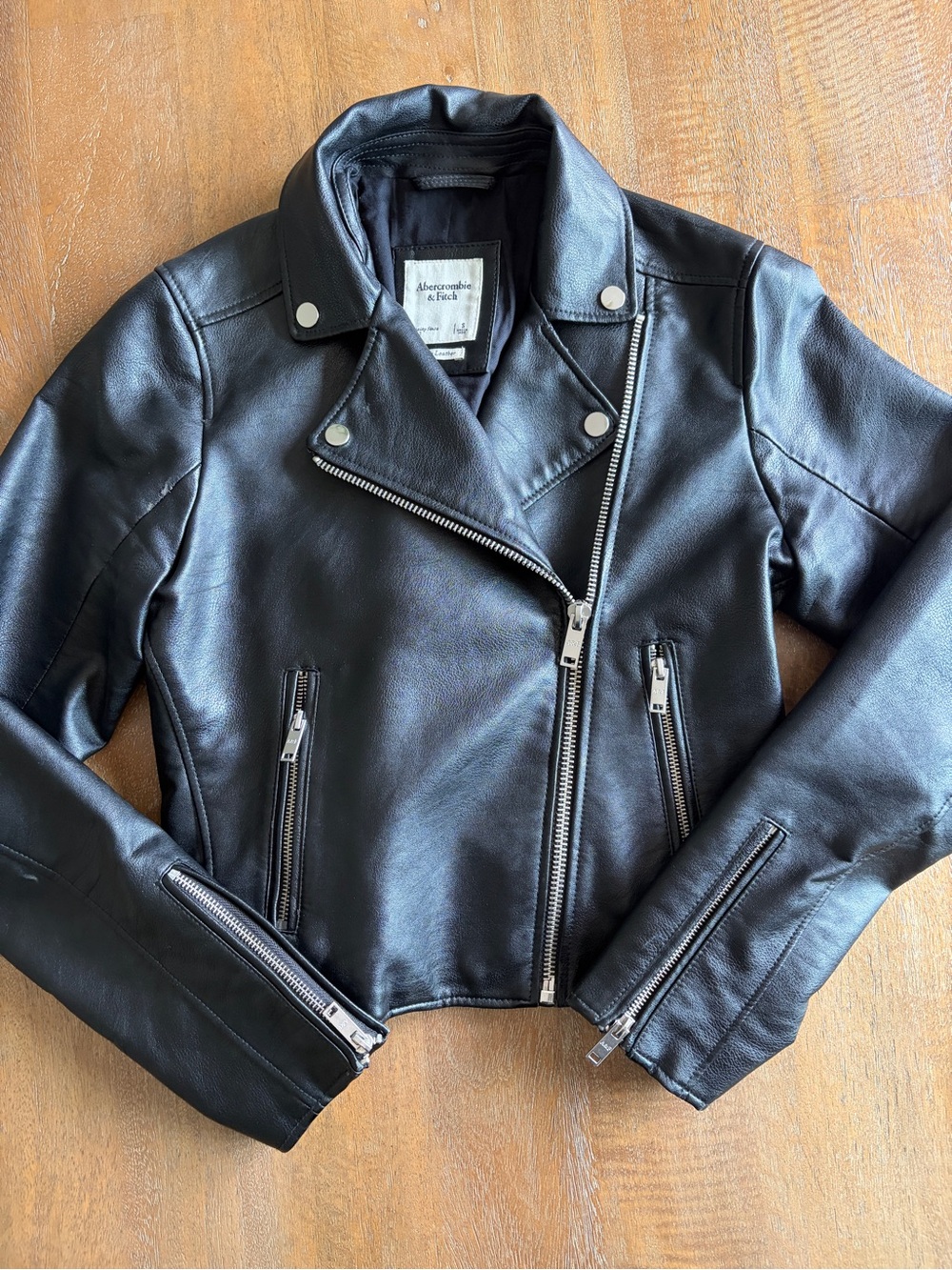 Abercrombie & Fitch Women's Black Vegan Leather Moto Jacket